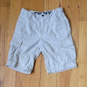 DKNY Tan Cargo Shorts with Relaxed Fit and Belt Loops